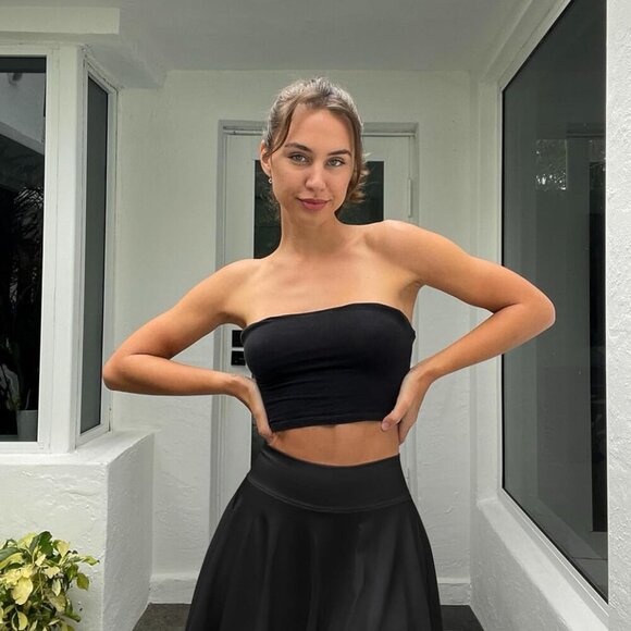 Women Mini Skirts 2 in 1 Flowy Basic Versatile Stretchy Flared Casual A-line Ski - Picture 3 of 6